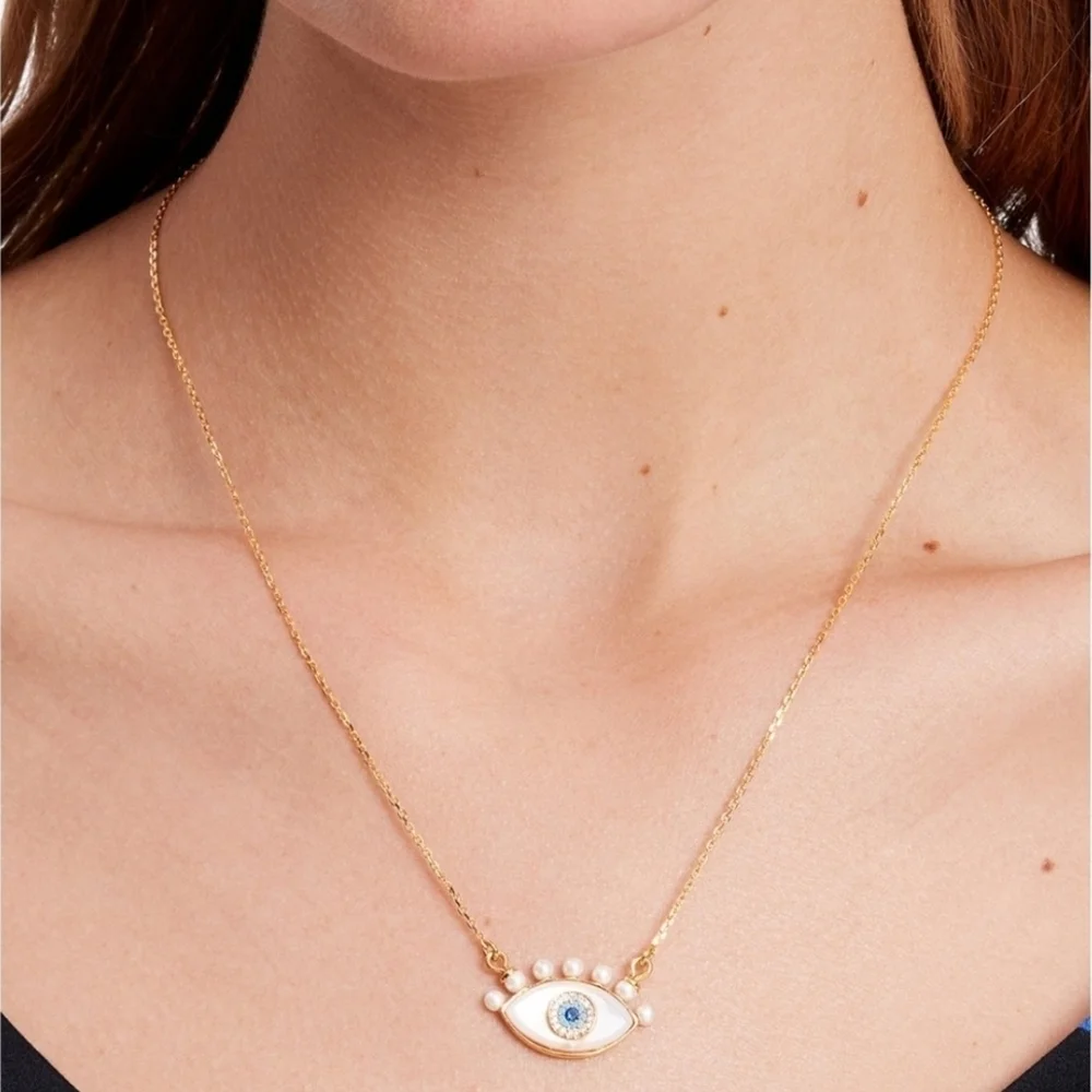 👁▪️ Kate Spade▪️ Gold-Tone Mixed Stone Evil Eye Pendant  16in Necklace ✨️👁